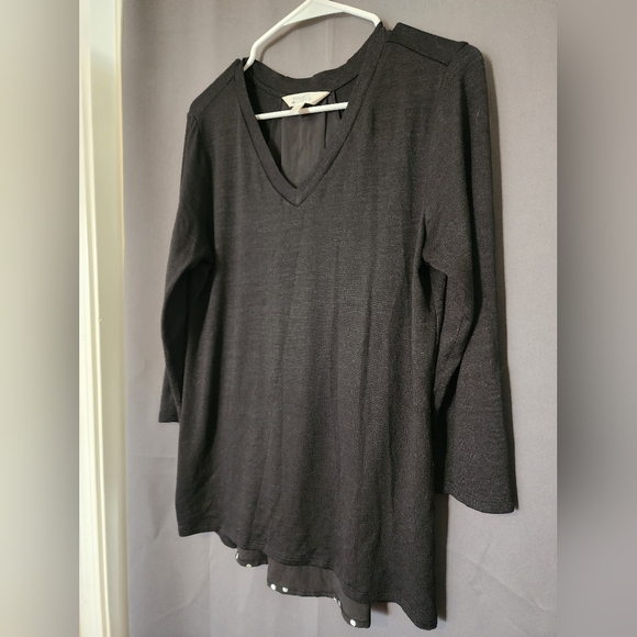 Market and Spruce Haileah Top, Women's Medium Black Top with Silver Polka-dots - Picture 4 of 7